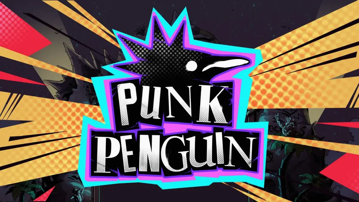 Tampilan visual slot Punk Penguin dengan tema konser punk rock dan penguin pemberontak.